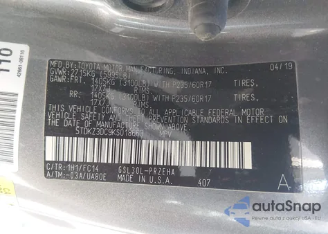 2019 Toyota Sienna Le 8 Passenger from USA, damaged, VIN 5TDKZ3DC9KS018663